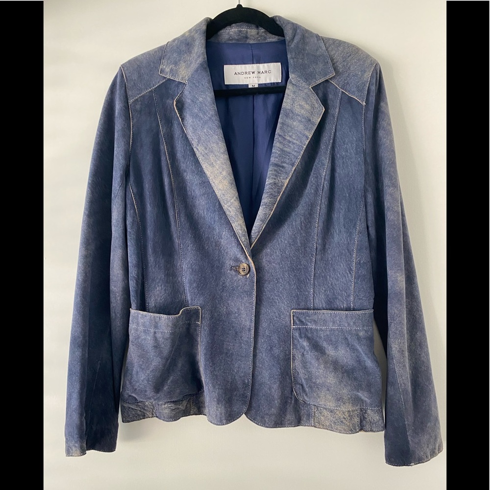 ANDREW MARC SUEDE DISTRESSED BLAZER